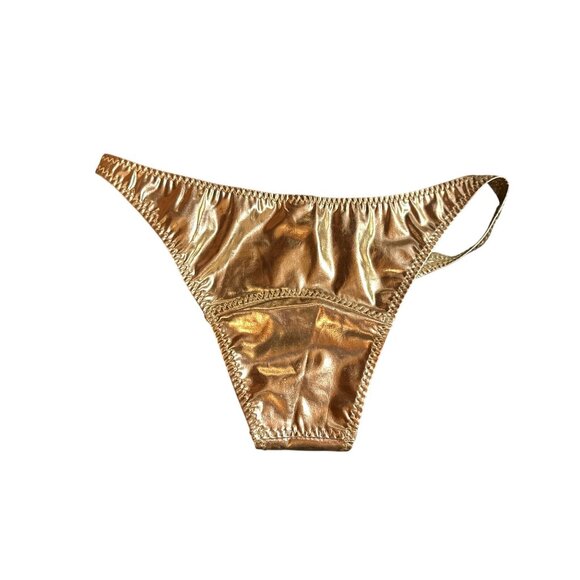 Lisa Marie Fernandez Gold Metallic Bandeau Bikini Set - Size 1Top Size 0 Bottoms - Picture 3 of 8